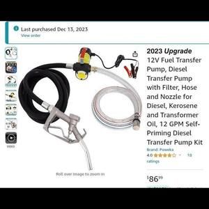 12V Fuel Transfer Pump, Diesel Transfer Pump with Filter, Hose and Nozzle for Di
